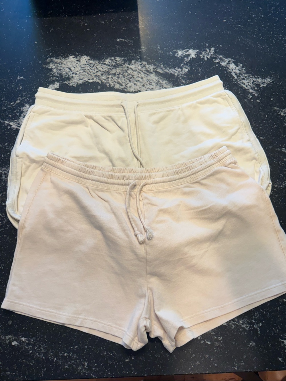 J.Crew Terry Drawstring Lounge Shorts Bundle 2 Pair L XL Ivory Cream